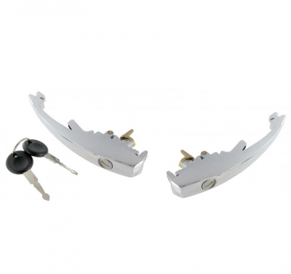 Chrome door handle kit with 1 key Beetle 8.1967 and later Karmann Ghia 8.1967 and later